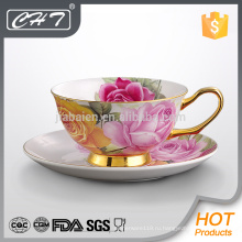 Красивые цветочные декор фарфоровые чайные чашки и блюдца